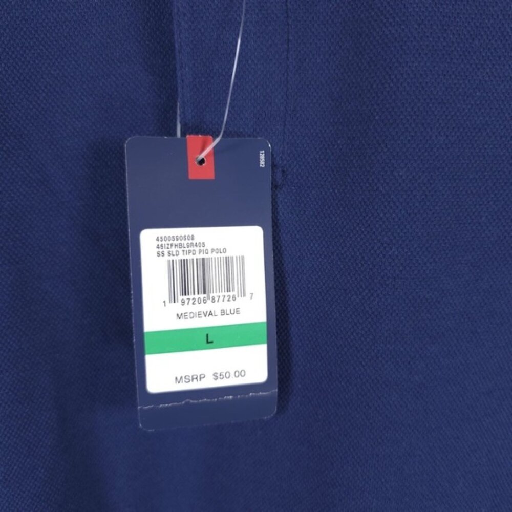 NWT IZOD MEDIEVAL BLUE SS SLD TIPD PIQ POLO Shirt INDIA MADE Cotton Size LARGE - Picture 9 of 10